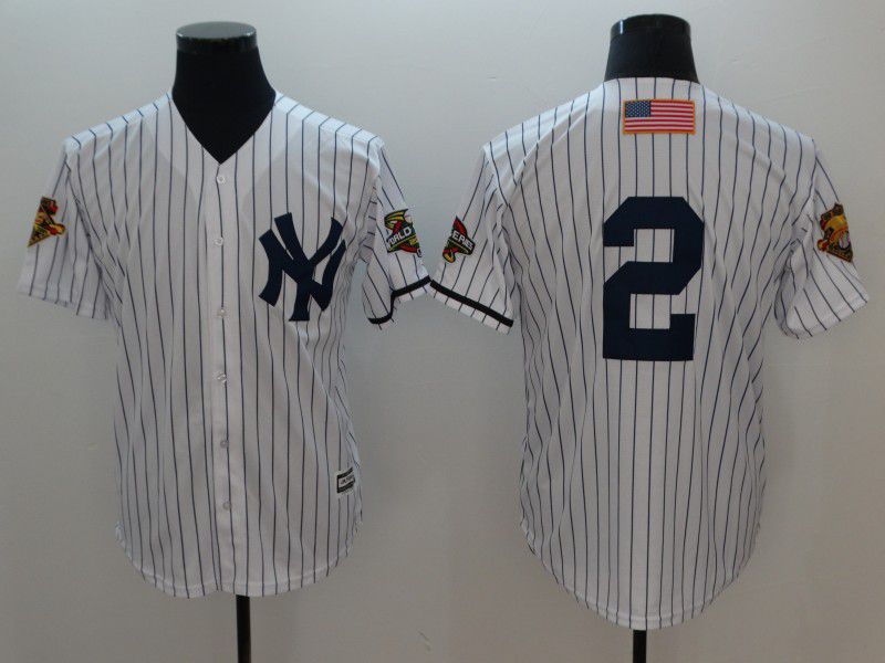 Men New York Yankees #2 No Name White Throwback Game MLB Jerseys
